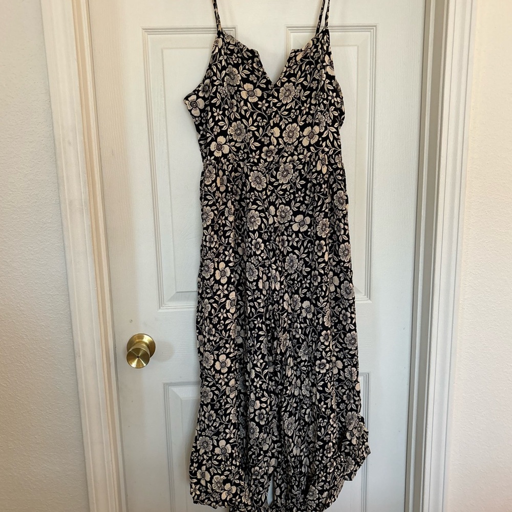 Floral Black and White Women's Romper